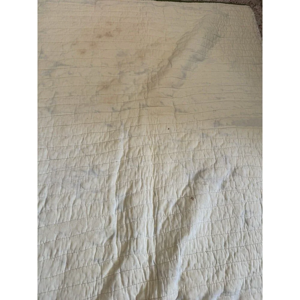 Vtg Hand Quilted Calico Quilt Paisley Floral Strip Patchwork Cottagecore 67x74